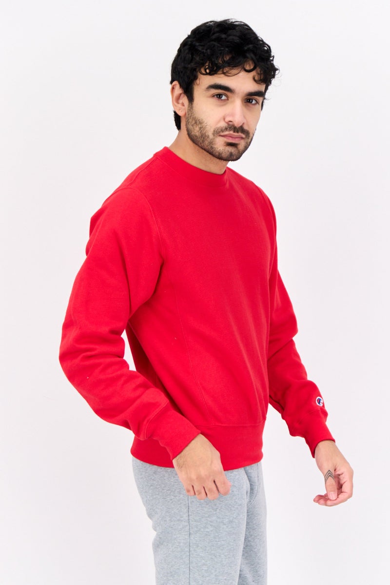 Champion ملابس رياضية للرجال بأكمام طويلة مناسبة، خارجية، سويت شيرت، أحمر - Image 2